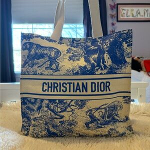 Christian Dior Blue and Cream Tote Bag
